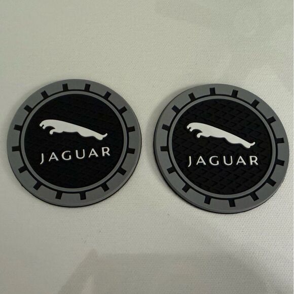 Jaguar Car Cup Coasters in Black and Gray Set of 2 NWT